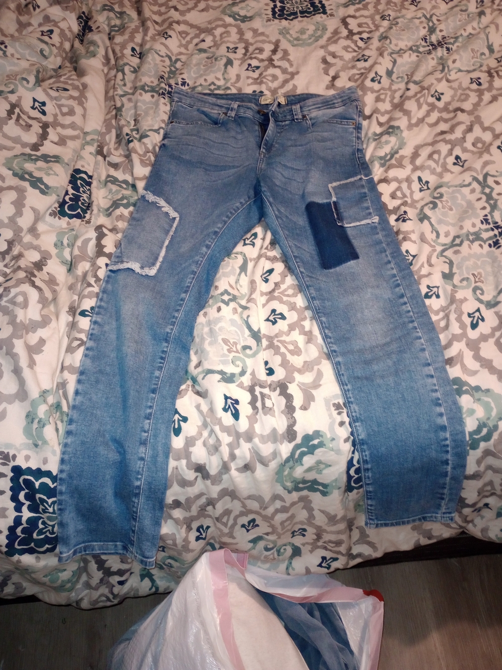 Light Blue Women’s Patchwork Jeans